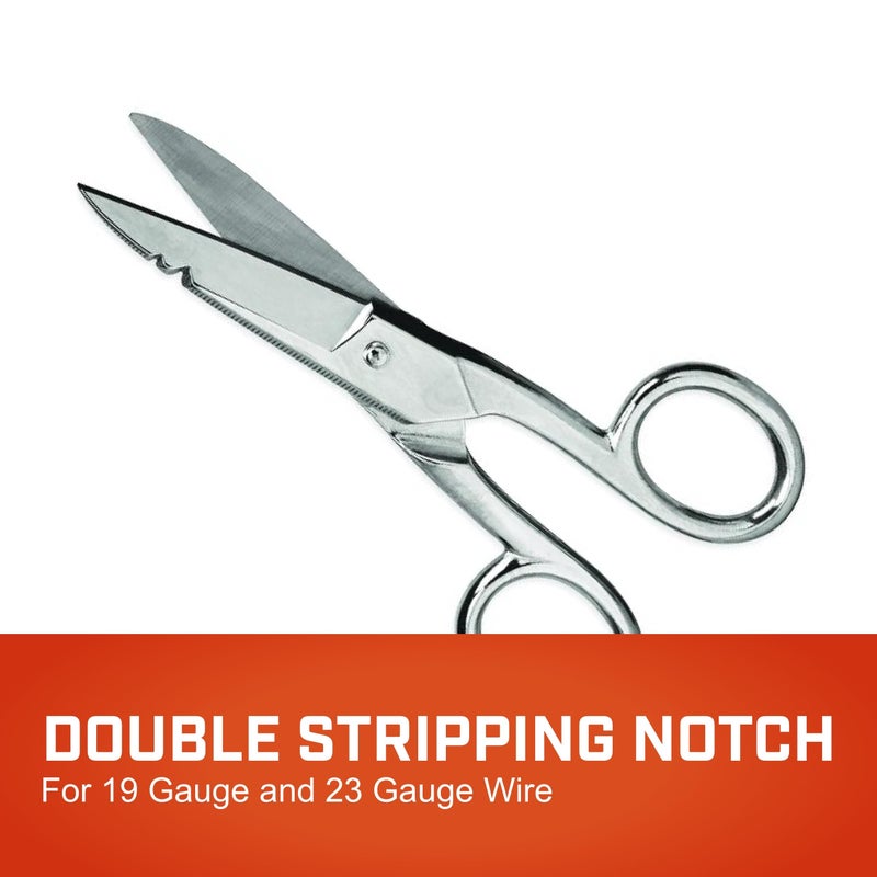 Wiss Crescent Wiss Electrician Scissors - Hot Drop-Forged Steel Wire Cutting Scissors with File, Scraper & Double Stripping Notch - 5" - 175E - Image 2